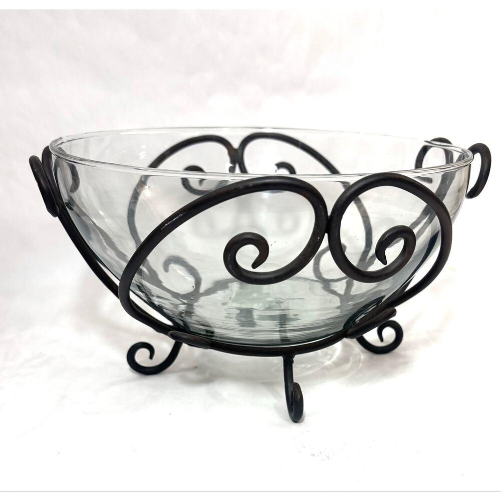 Clear Glass Bowl Centerpiece Serving Salad Candle Floater  on Pedestal 10 inch